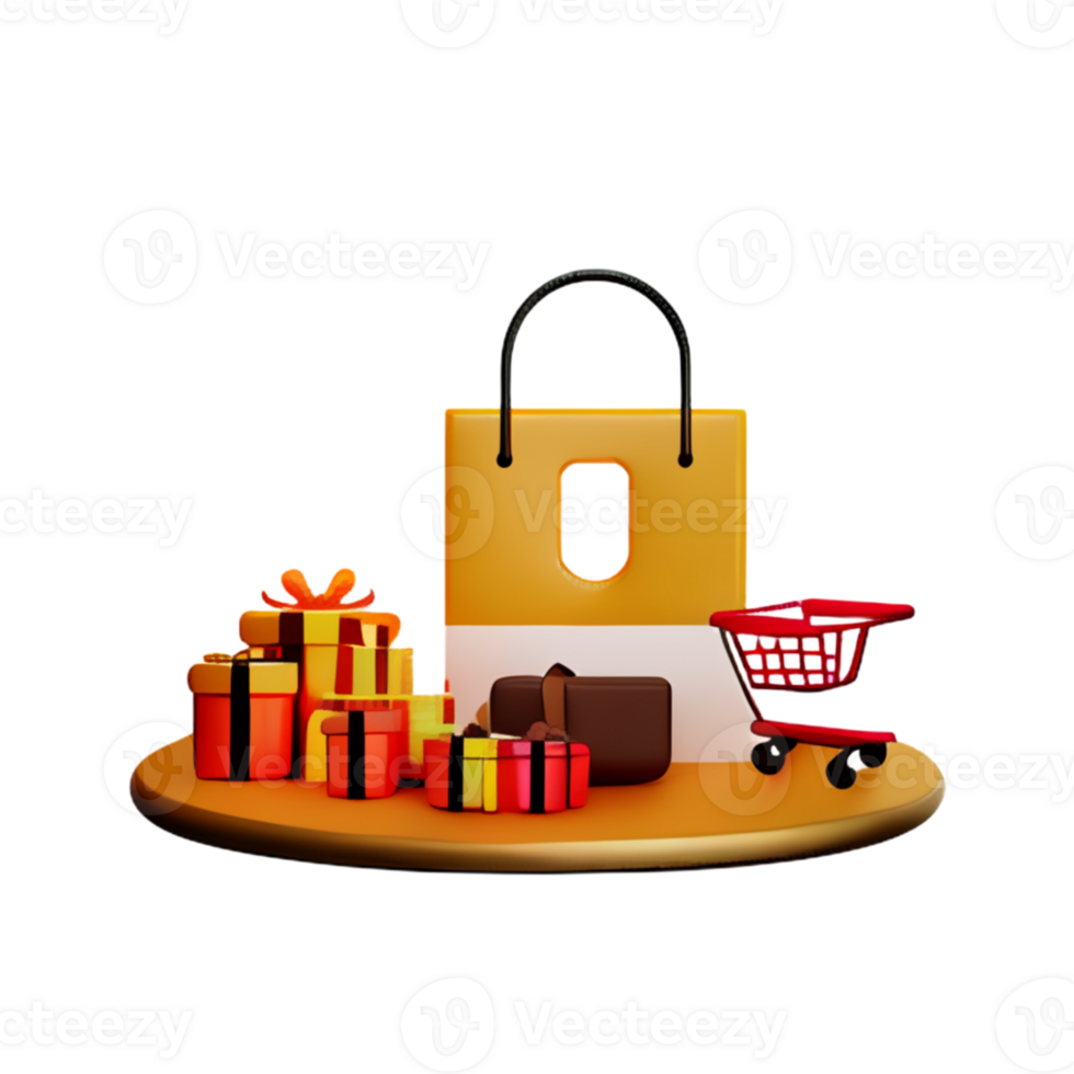 Shopping Giftbox Autumn AI Generative png