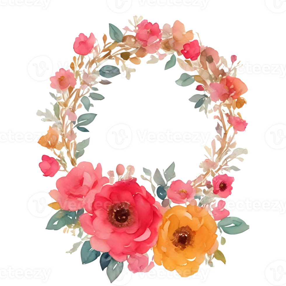 Red flower wreath png