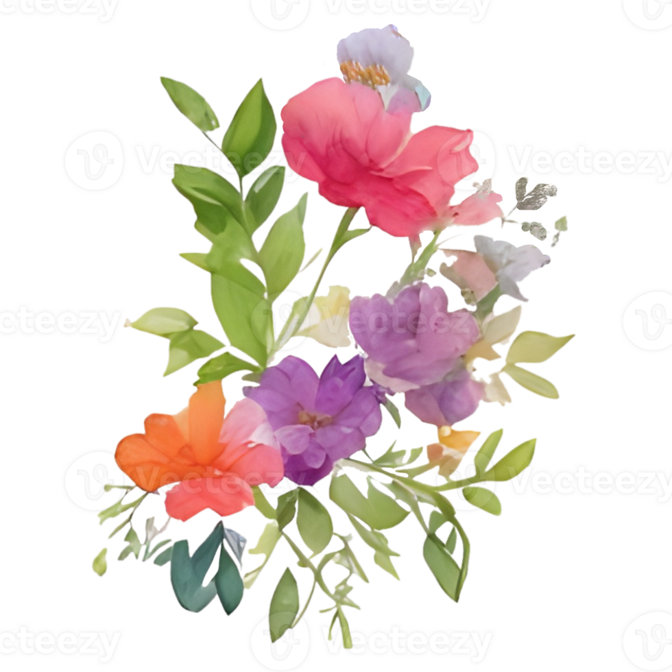 Flower bouquet watercolor AI generated png