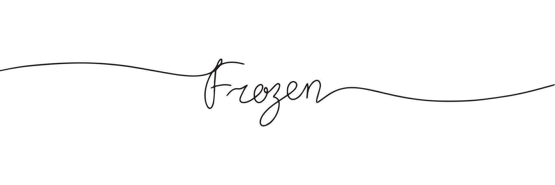 Frozen short phrase line art. One line continuous Christmas text banner concept. Vector illustration.