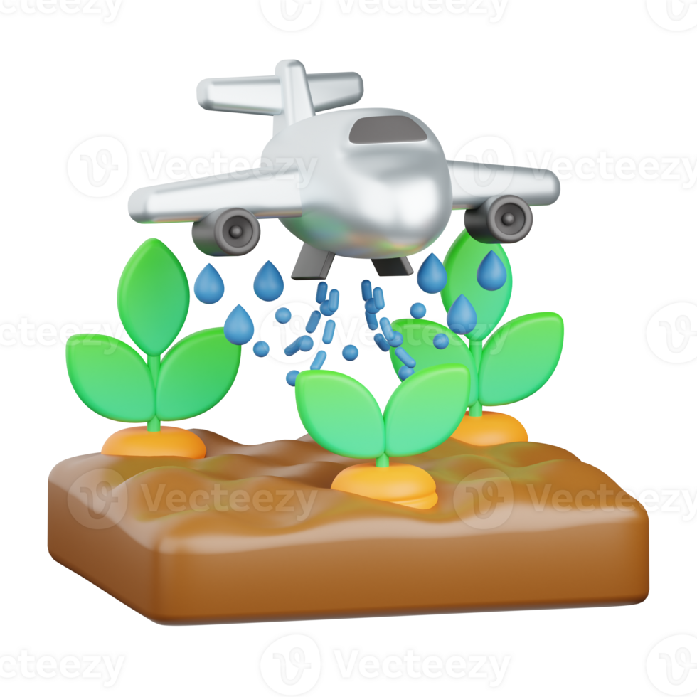 3d rendering watering plants isolated useful for agriculture, technology, smart farm and innovation design element png