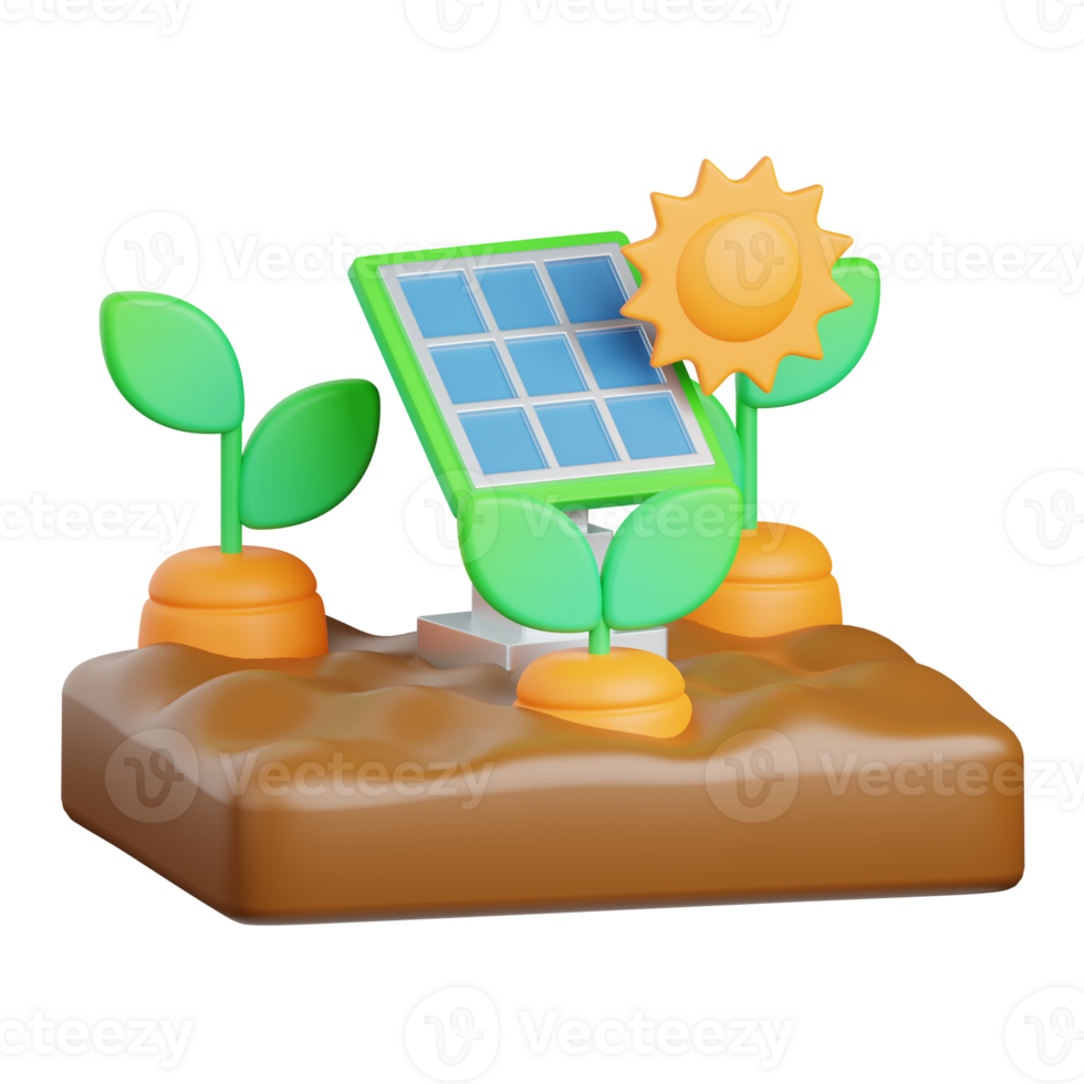 3d rendering solar panel isolated useful for agriculture, technology, smart farm and innovation design element png