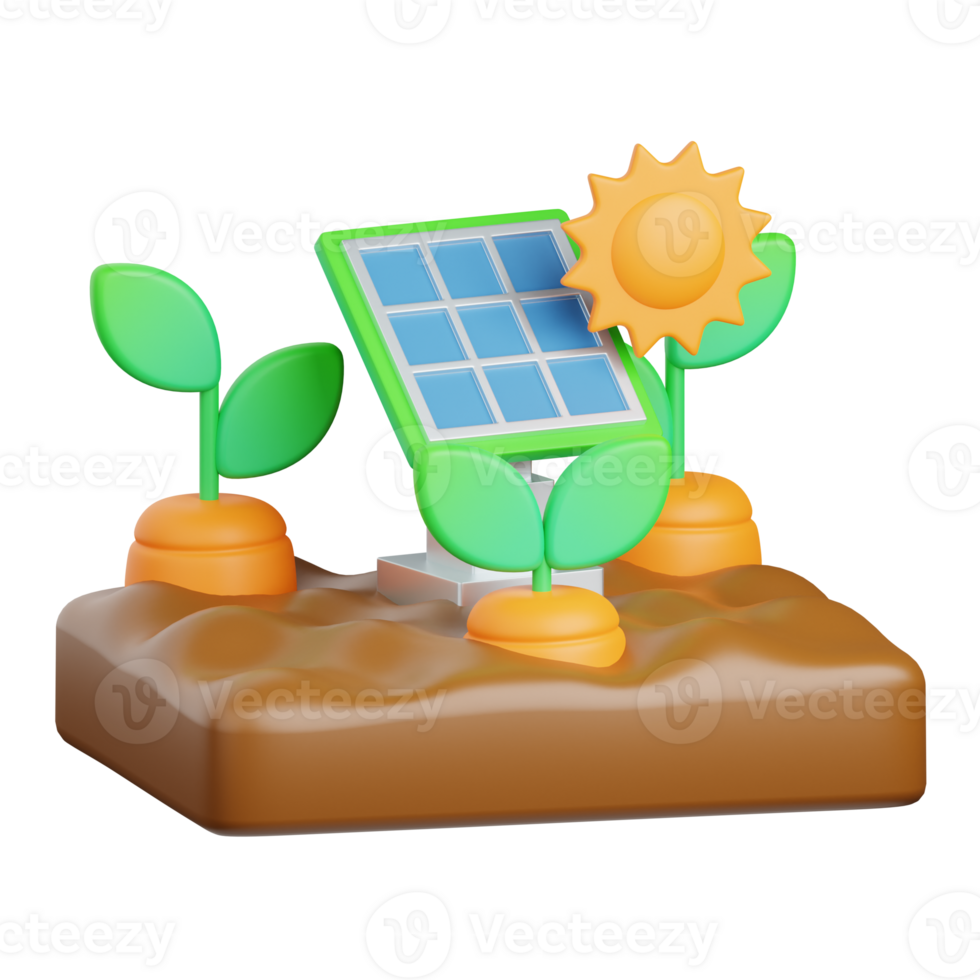3d Renderização solar painel isolado útil para agricultura, tecnologia, inteligente Fazenda e inovação Projeto elemento png