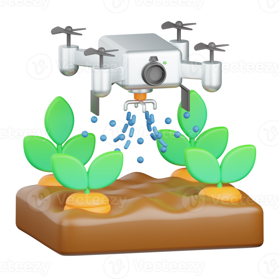 3d rendering drone isolated useful for agriculture, technology, smart farm and innovation design png