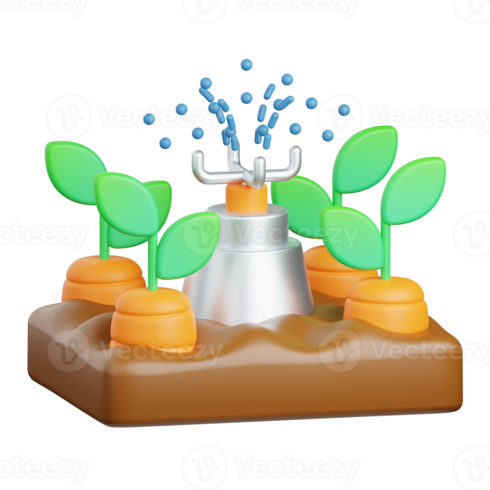 3d rendering sprinkler isolated useful for agriculture, technology, smart farm and innovation design element png