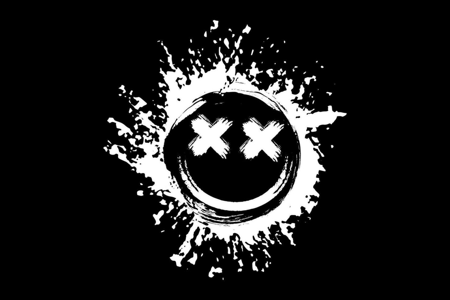 Smiley face brush style grunge vector design