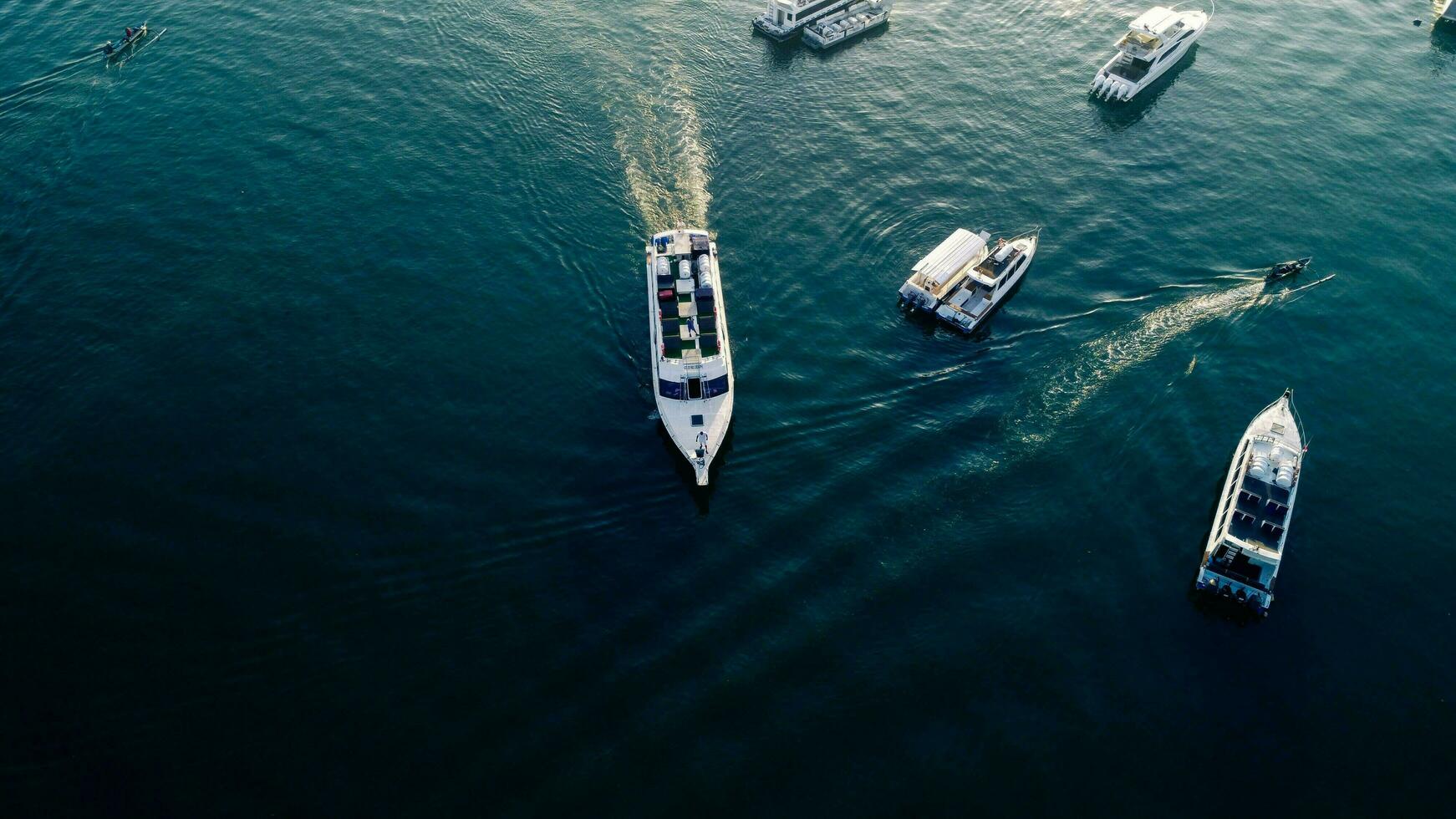 Aerial Shot Top View Of Boats photo