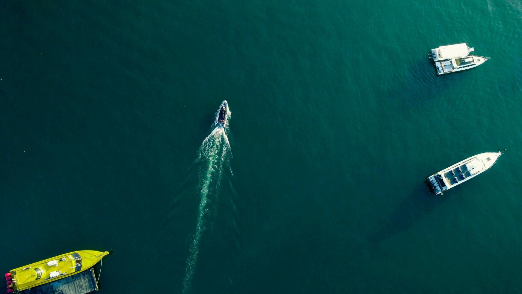 Speedboat Moving View Drone Shot photo