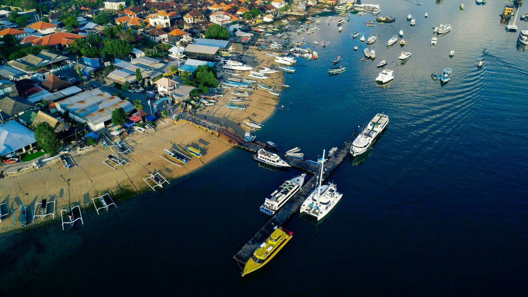 Harbor In Bali View From Drone Shot photo