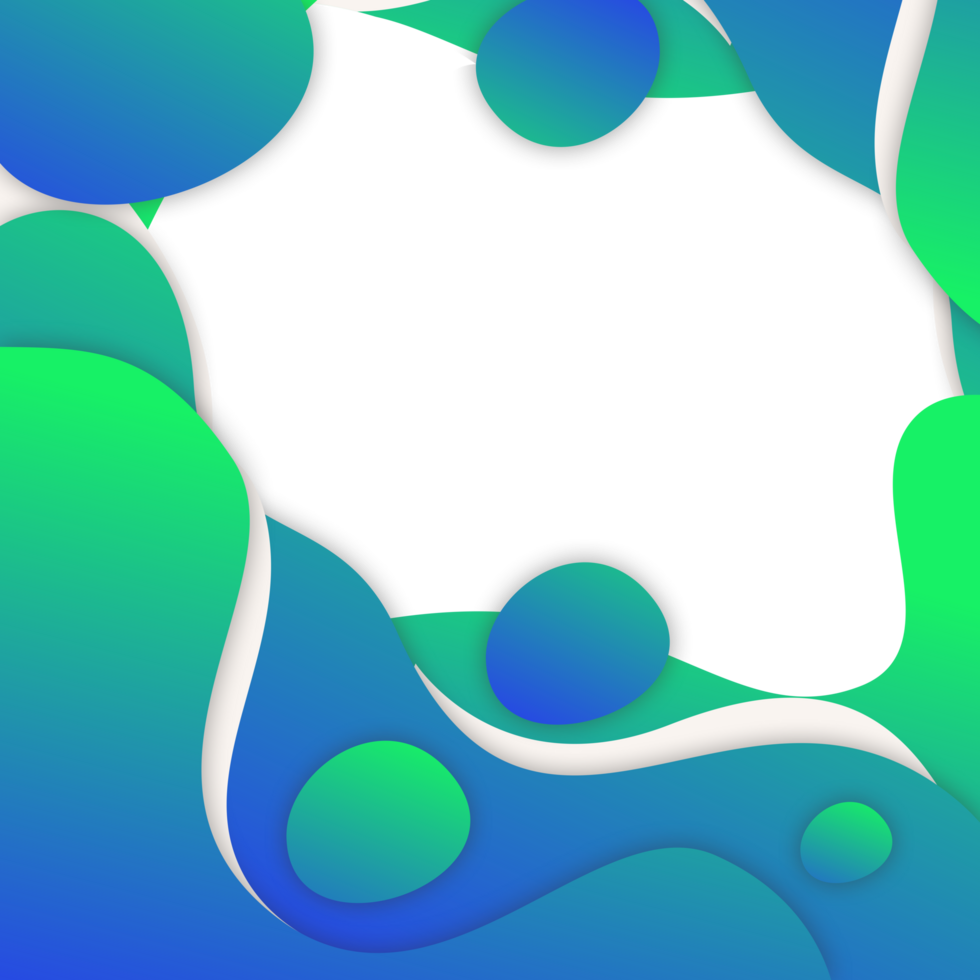 transparent green and blue wave border frame background png