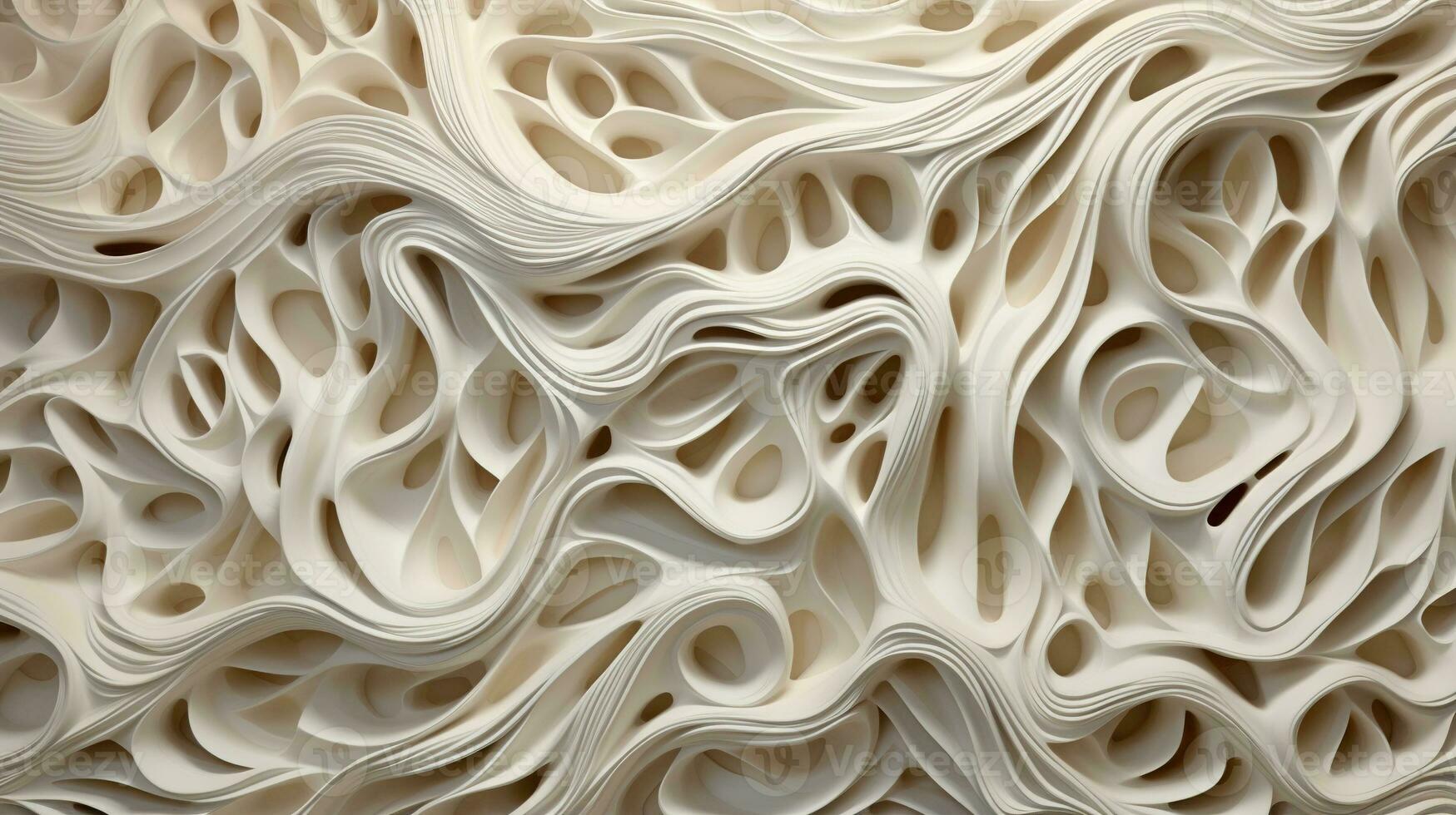 Generative AI, white, ivory and beige modelling clay, gypsum or ceramic background and texture, curls and flowing forms photo