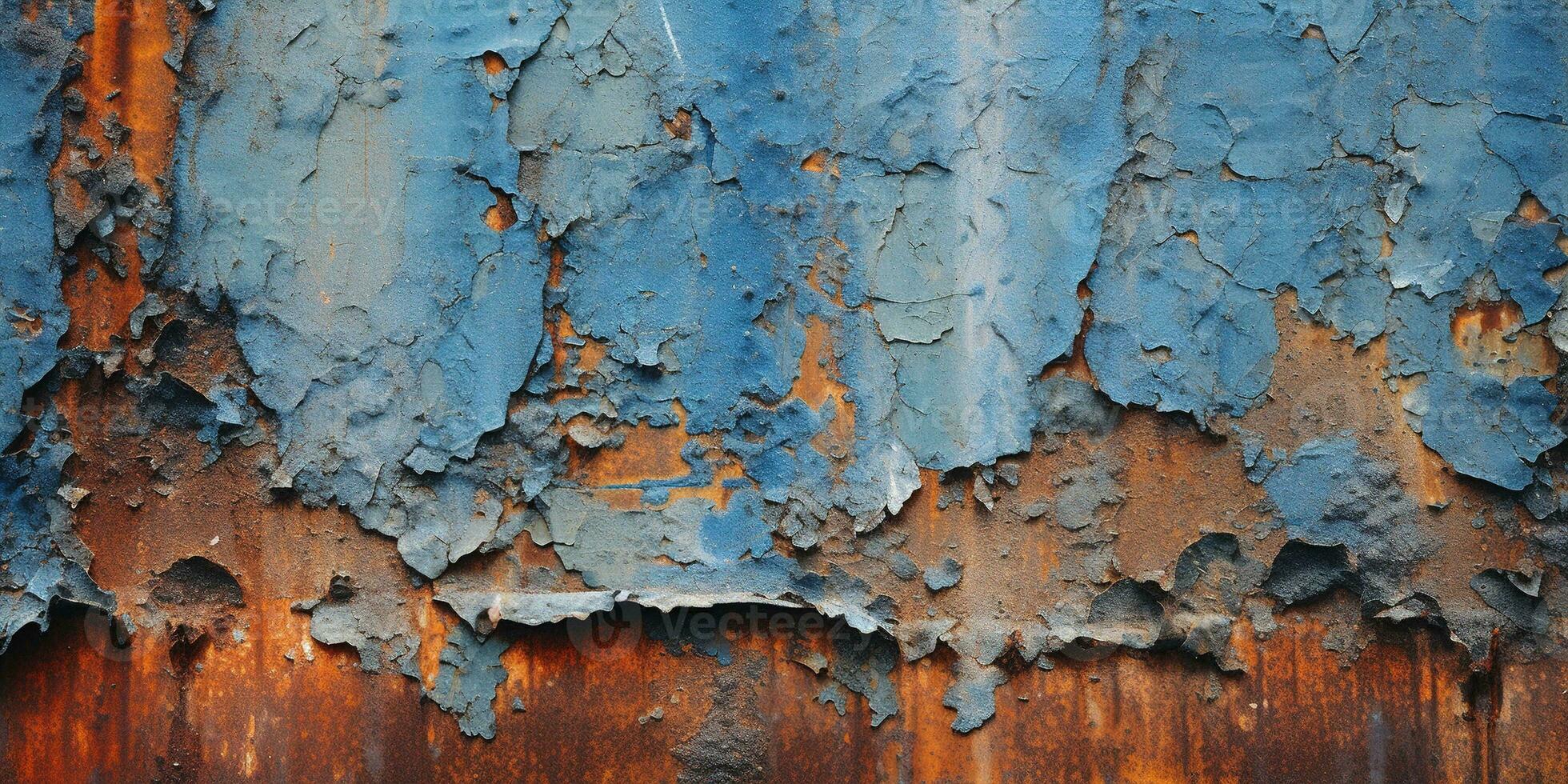 Generative AI, Rusted blue and turquoise metal background. Grunge old wall texture photo