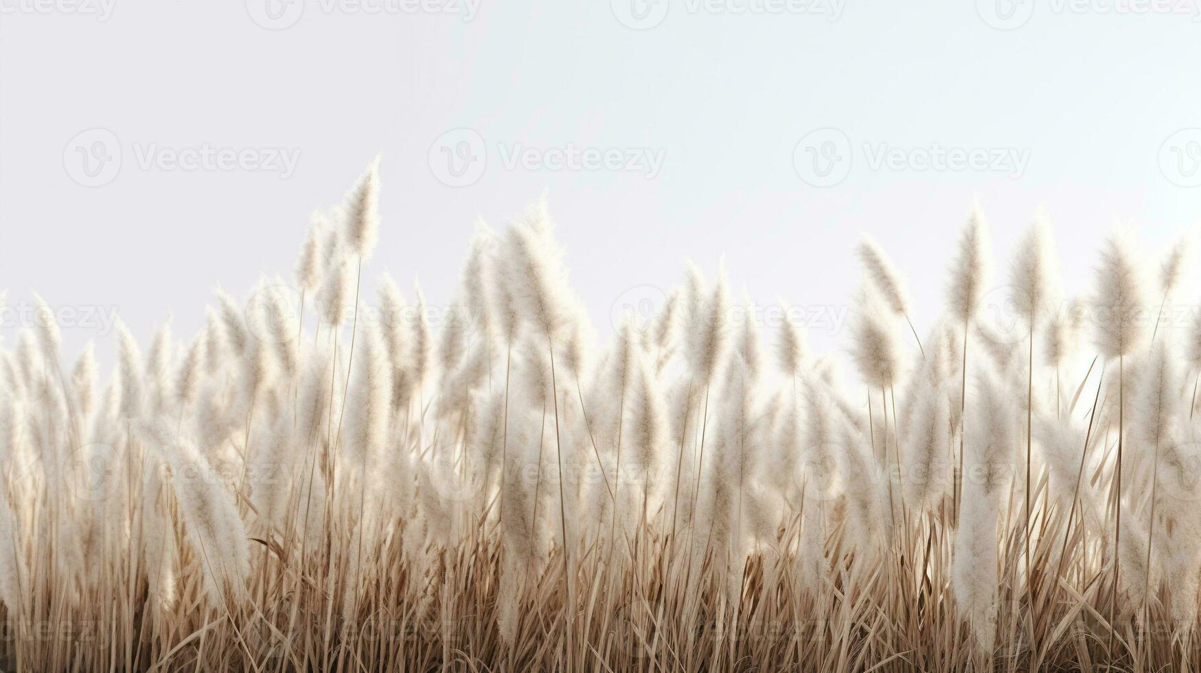 Generative AI, Pampa grass branch with sky. Abstract natural boho background of soft plants, Cortaderia selloana photo