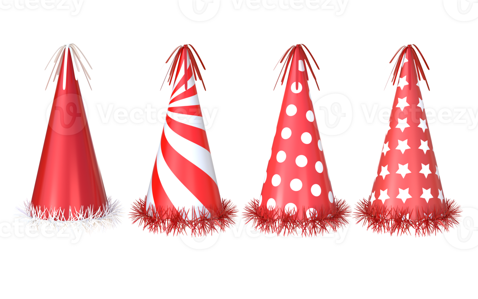3D Rendering Red Party Hats png