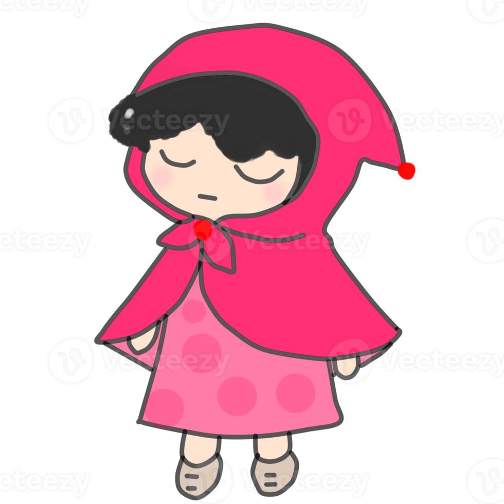 Illustration girl wearing pink hood png