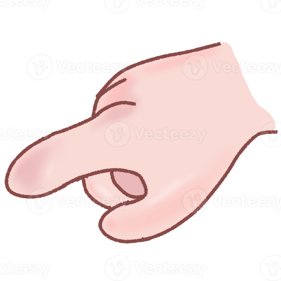 The hands of a cute chibi cartoon make a pointing sign png