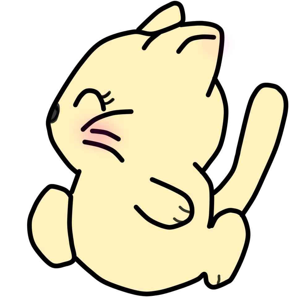 illustration png en söt, glad, pastellfärgade katt.