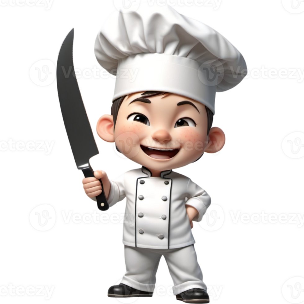 chef est en portant une couteau avec exalté expression. ai génératif png