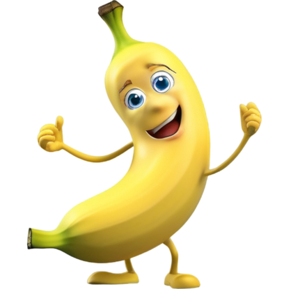 Yellow banana with confused look. AI Generative png