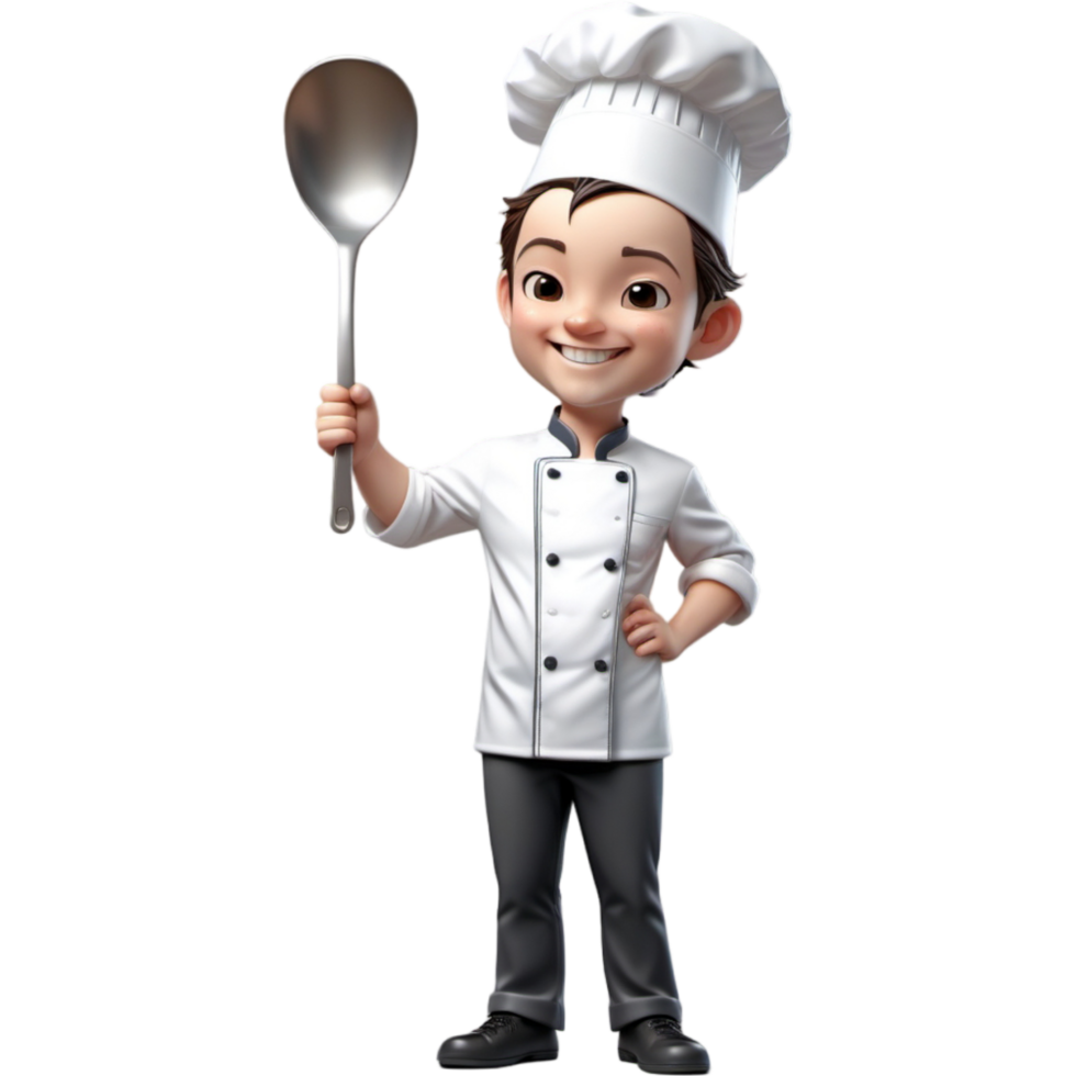 Chef is holding a ladle with Happy expression. AI Generative png