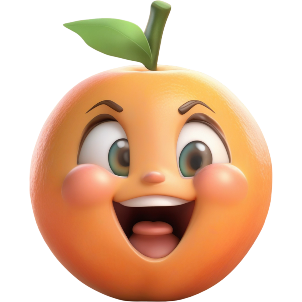 Orange peach with delighted face. AI Generative png