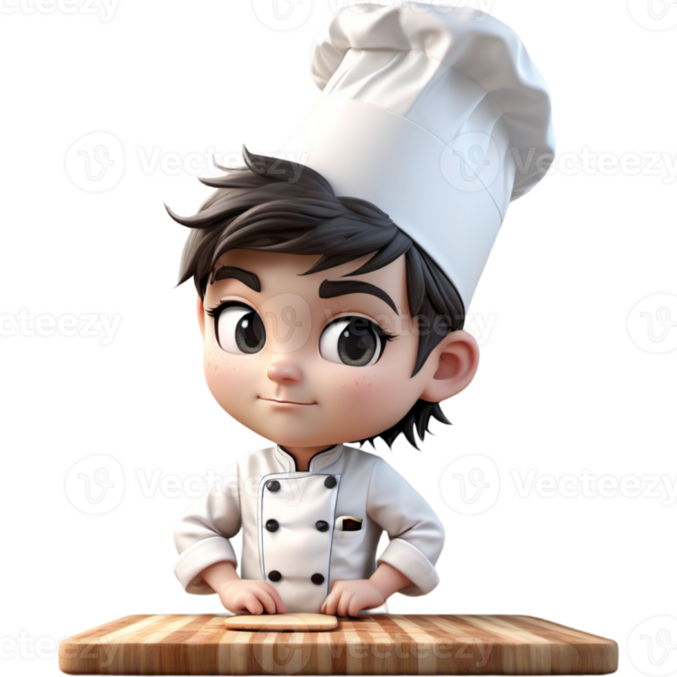 Chef is holding a cutting board with Bored expression. AI Generative png