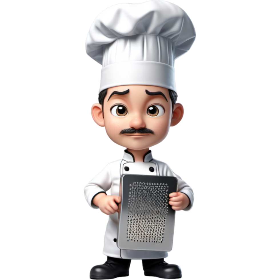 Chef is holding a grater with Confused expression. AI Generative png