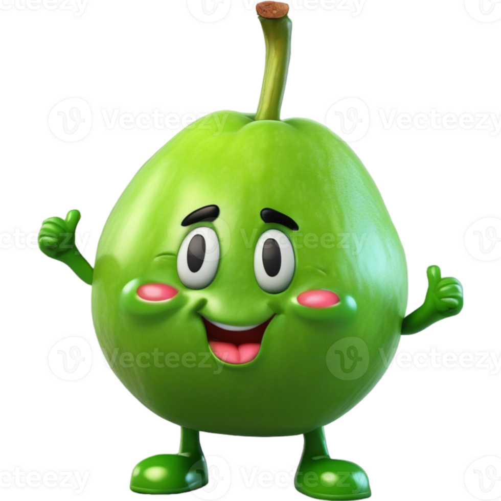 Green guava with smiley face. AI Generative png