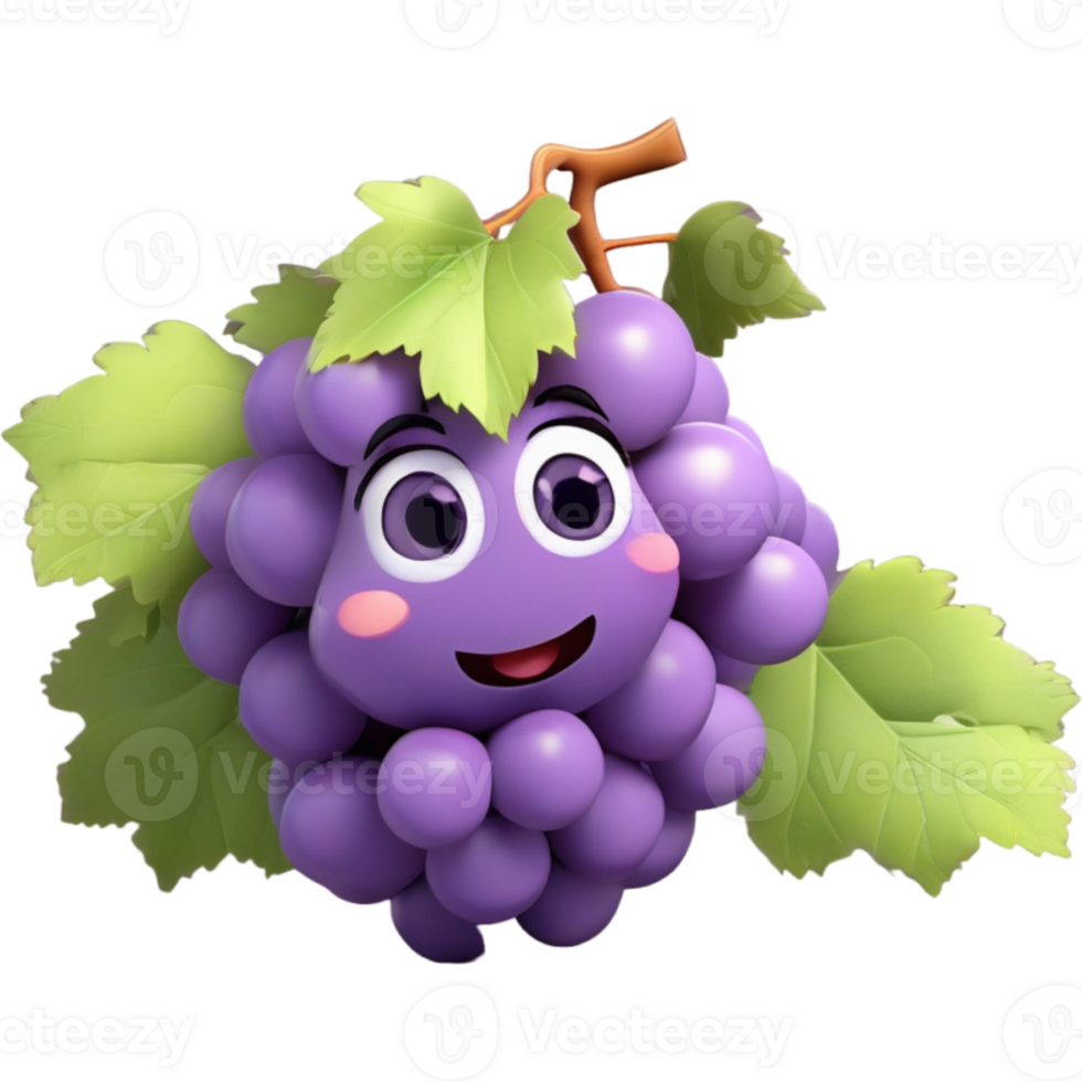 Purple grapes with playful wink. AI Generative png