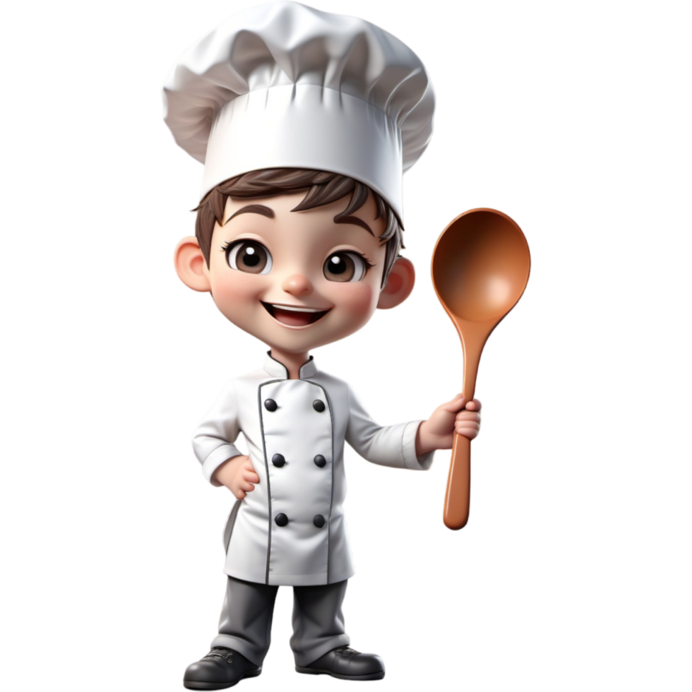 Chef is holding a ladle with Happy expression. AI Generative png