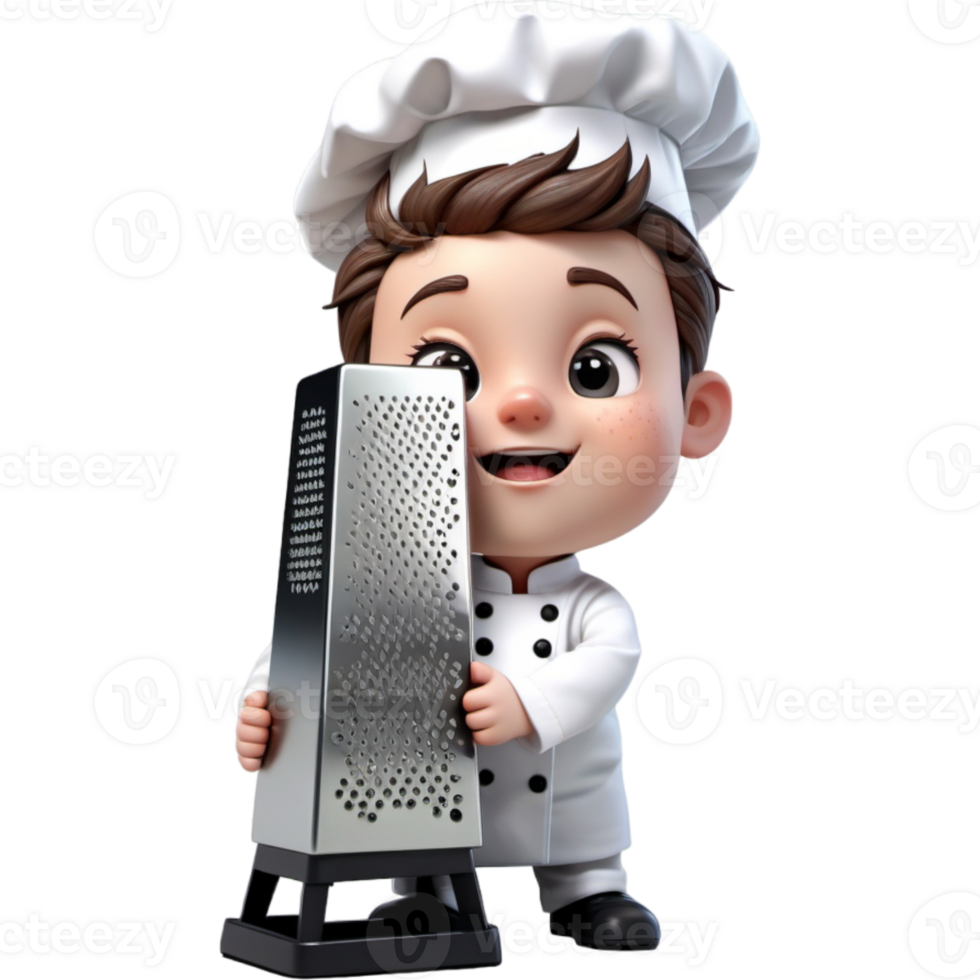 Chef is holding a grater with Confused expression. AI Generative png