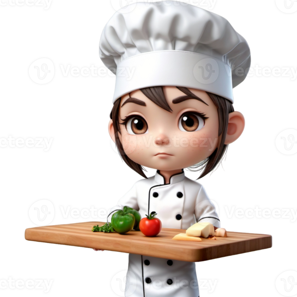 chef est en portant une Coupe planche avec ennuyé expression. ai génératif png