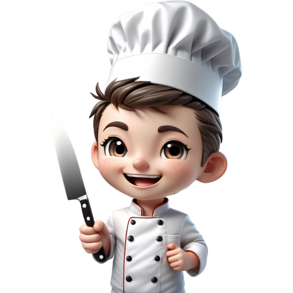 chef est en portant une couteau avec exalté expression. ai génératif png