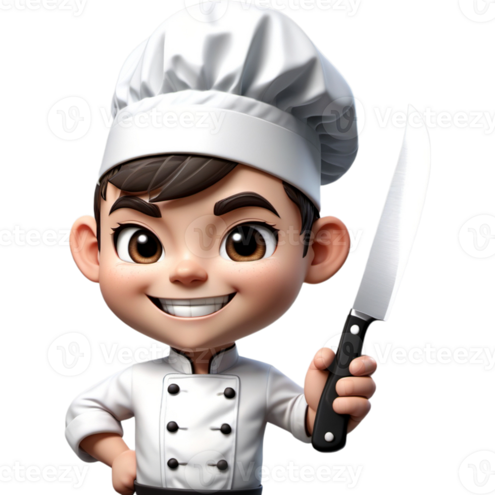 Chef is holding a knife with Elated expression. AI Generative png