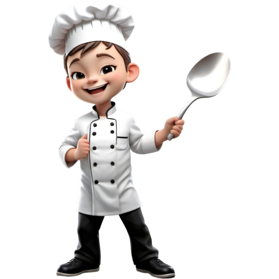Chef is holding a ladle with Happy expression. AI Generative png