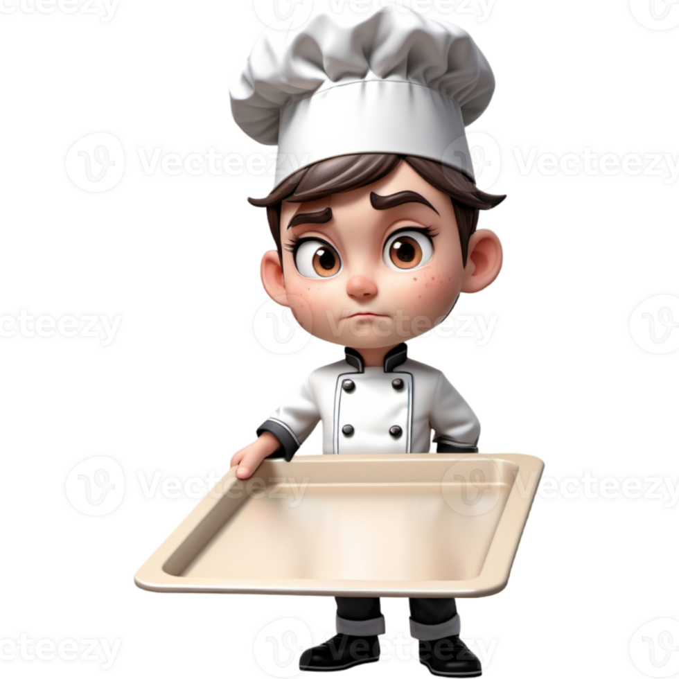 Chef is holding a baking sheet with Disgusted expression. AI Generative png