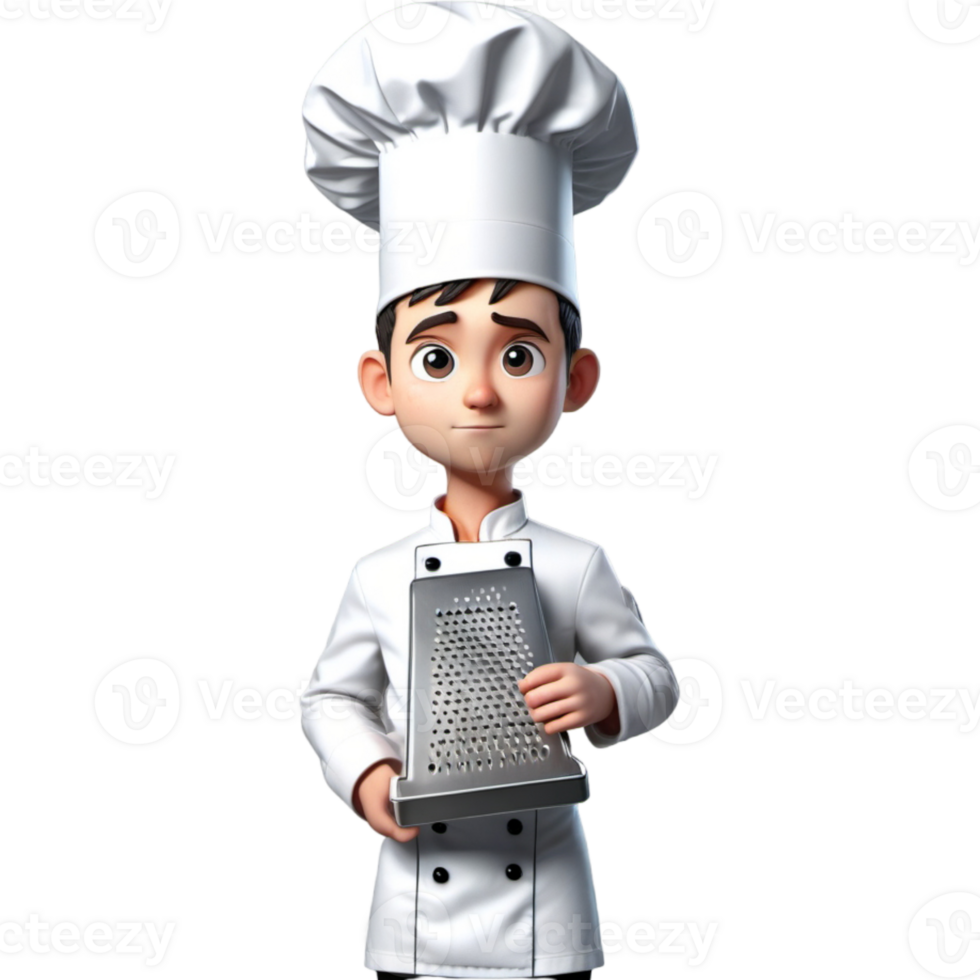 Chef is holding a grater with Confused expression. AI Generative png