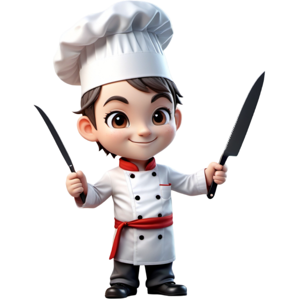 Chef is holding a knife with Elated expression. AI Generative png