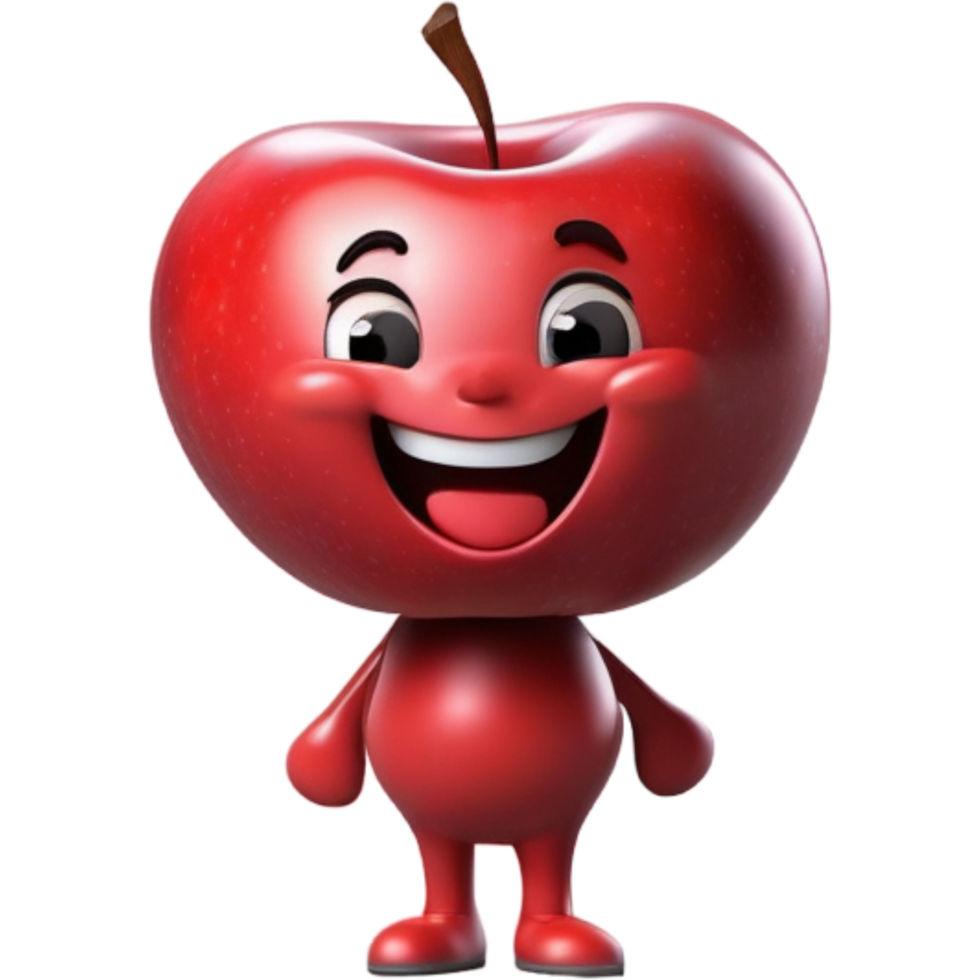 vermelho maçã com feliz expressão. ai generativo png