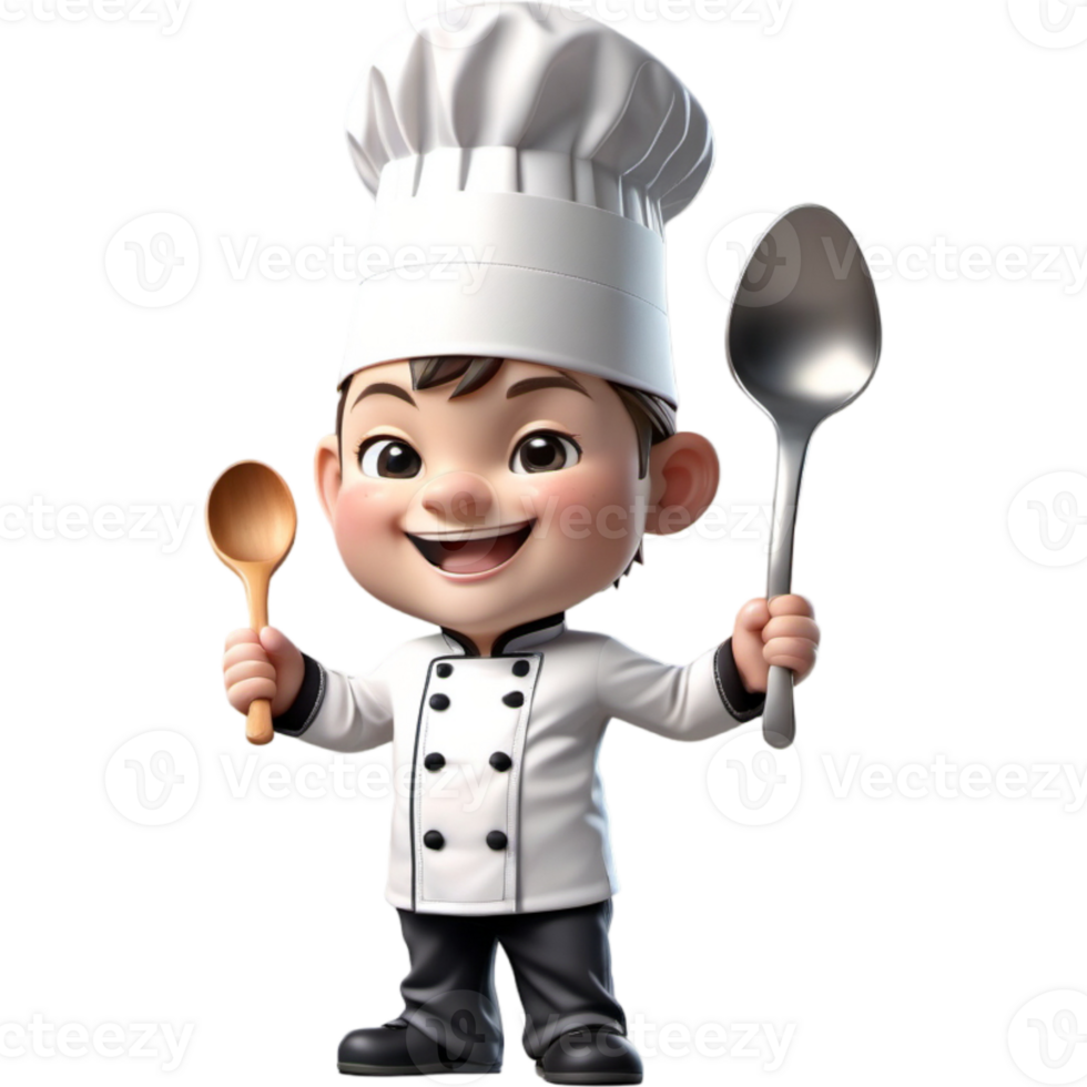 Chef is holding a ladle with Happy expression. AI Generative png