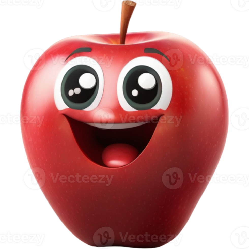 Red apple with happy expression.AI Generative png