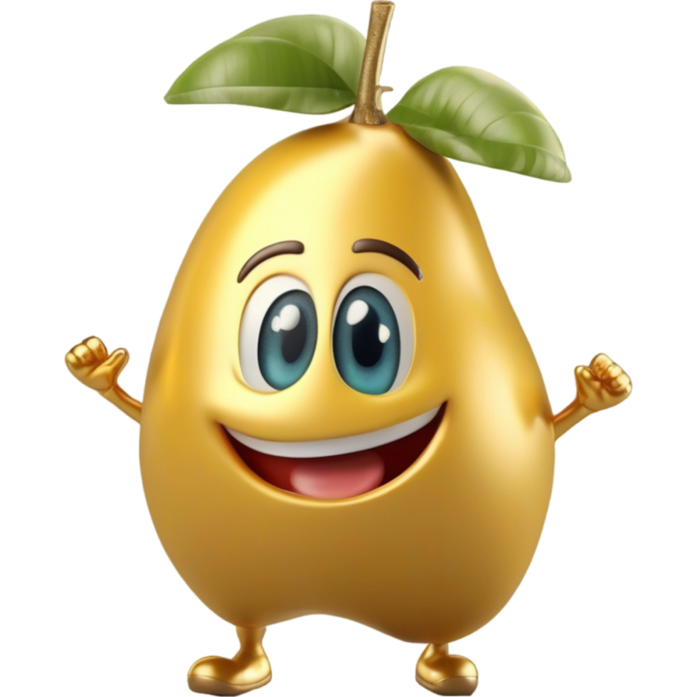 Golden mango with excited smile. AI Generative 28884250 PNG