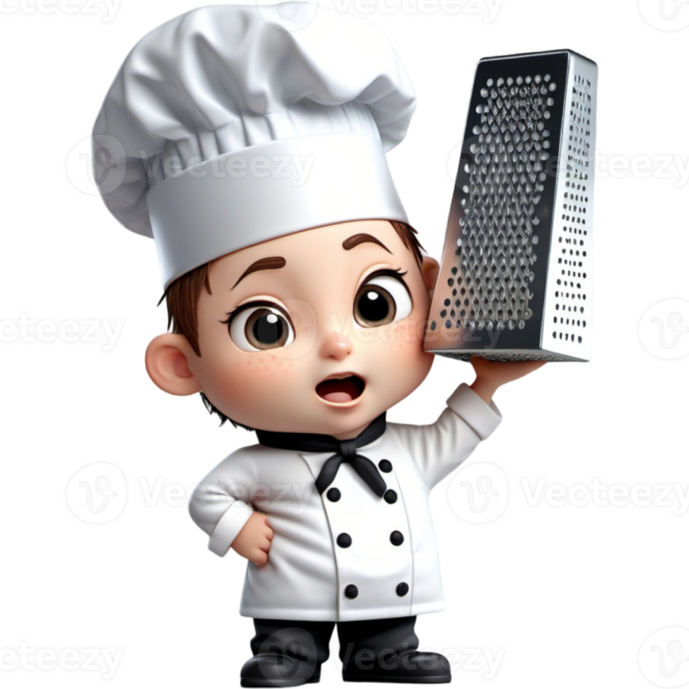 Chef is holding a grater with Confused expression. AI Generative png