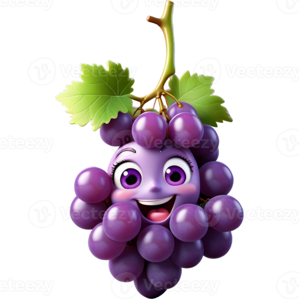 Purple grapes with playful wink. AI Generative png