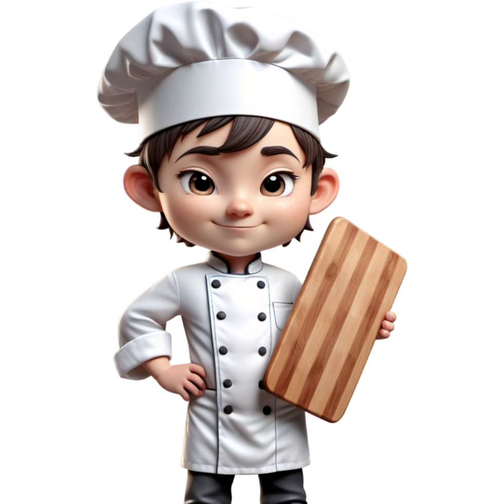 Chef is holding a cutting board with Bored expression. AI Generative png