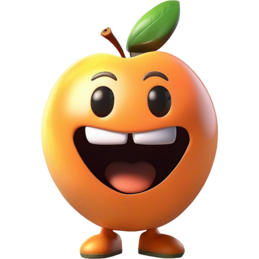 Orange peach with delighted face. AI Generative png
