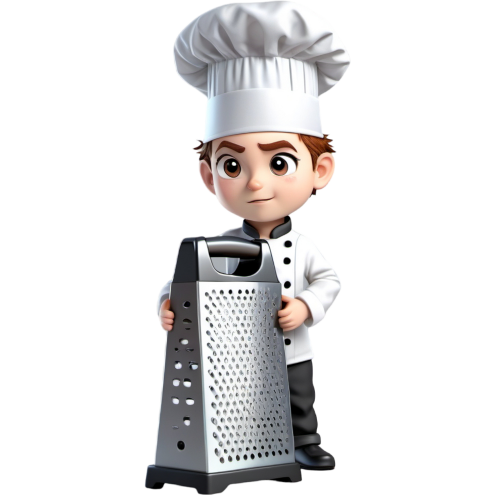 Chef is holding a grater with Confused expression. AI Generative png