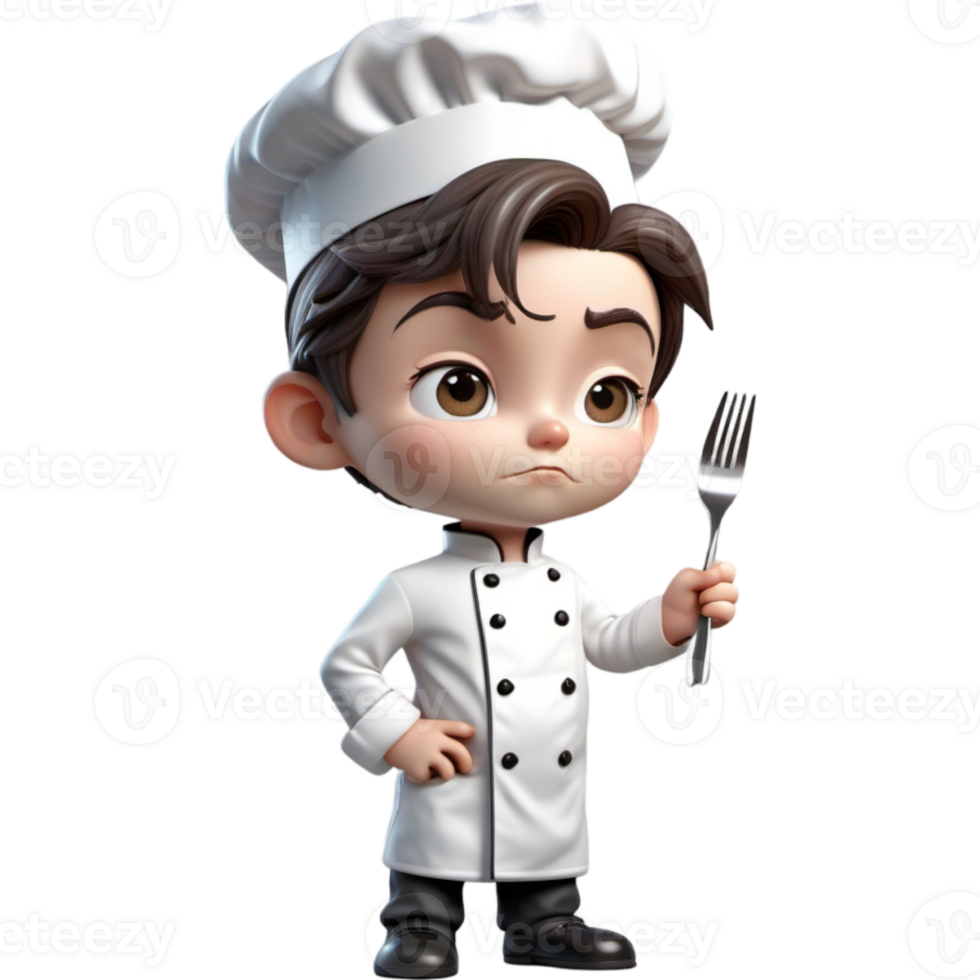 cocinero es participación un tenedor con contemplativo expresión. ai generativo png