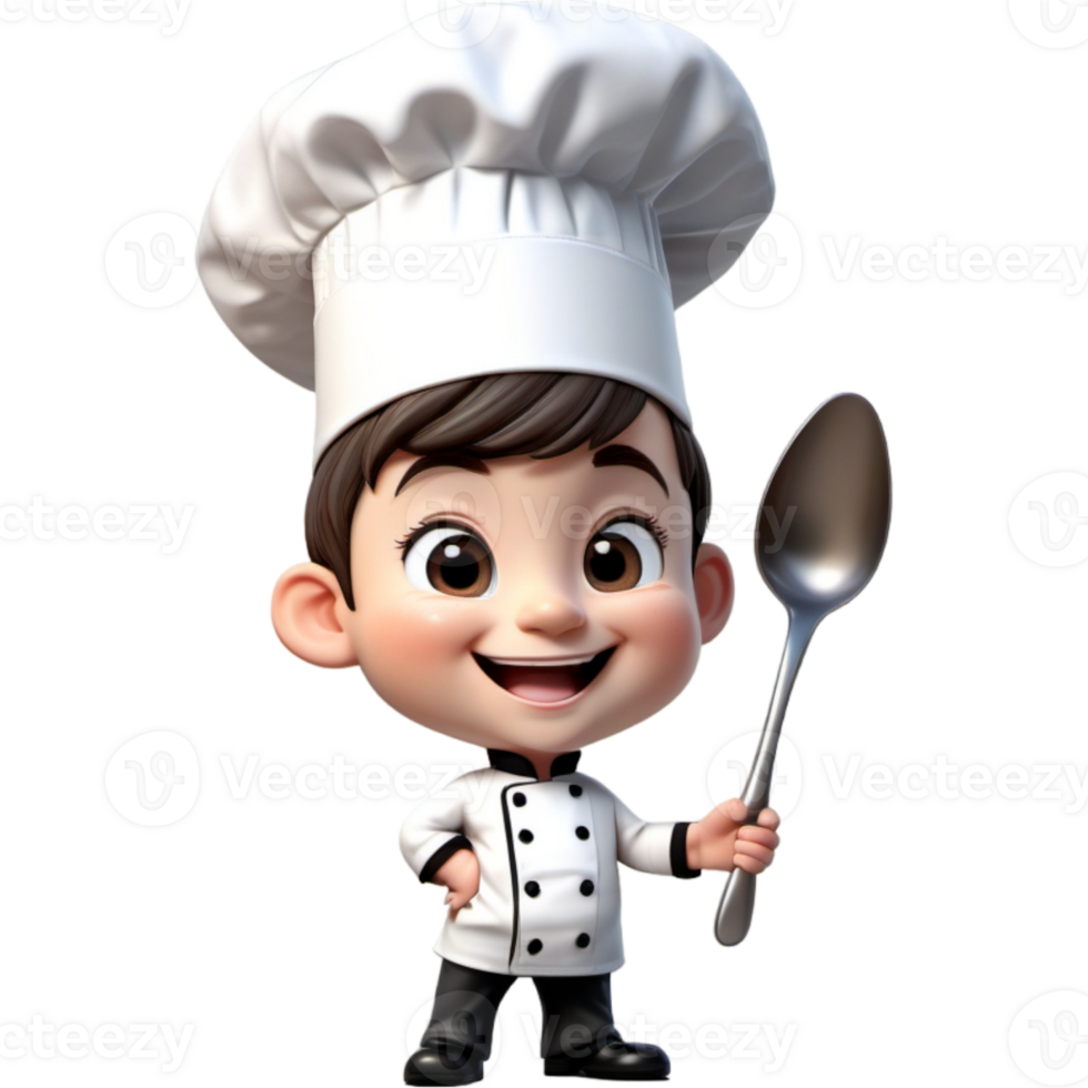 Chef is holding a ladle with Happy expression. AI Generative png