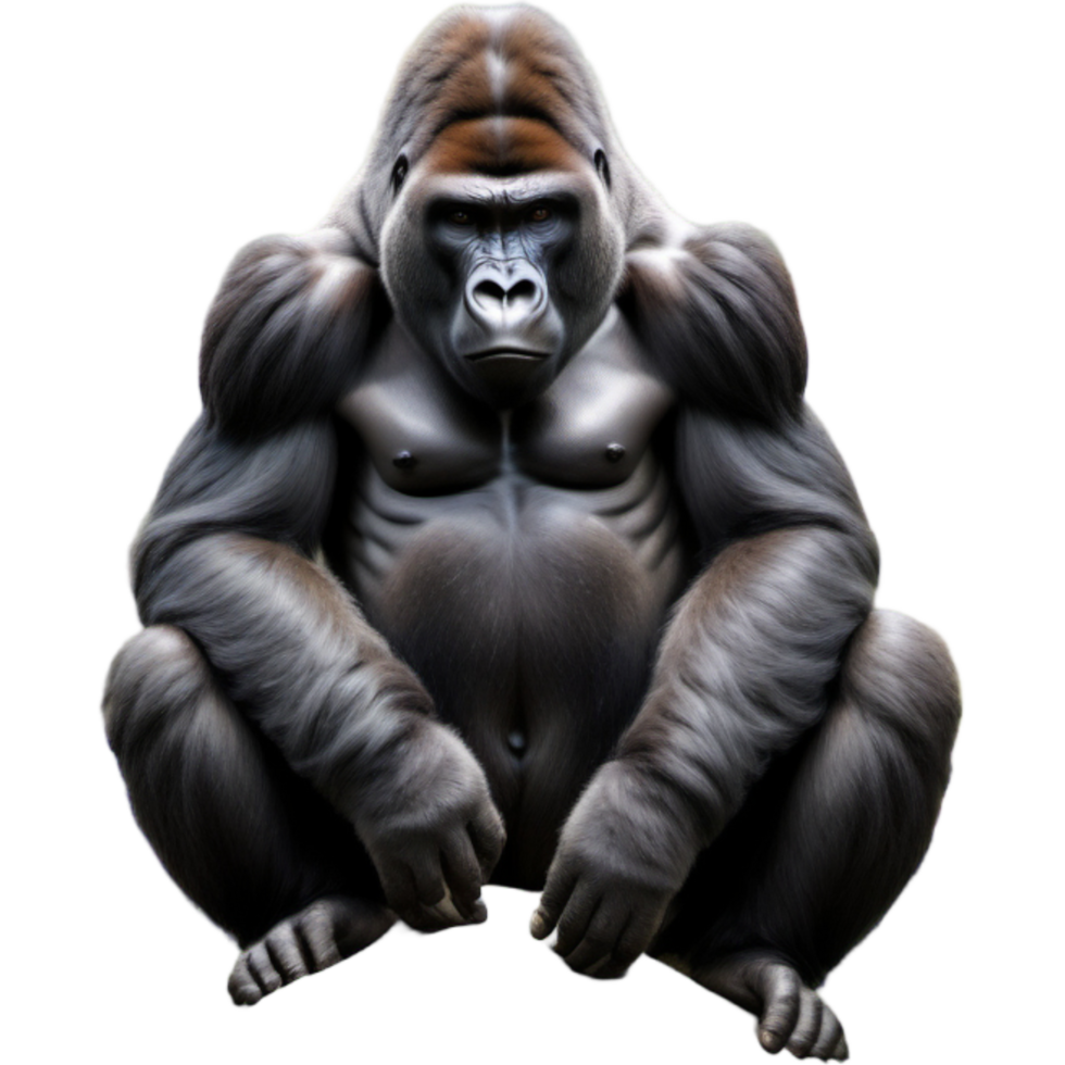 Gorilla Mountain Guardian Uganda. AI Generative png